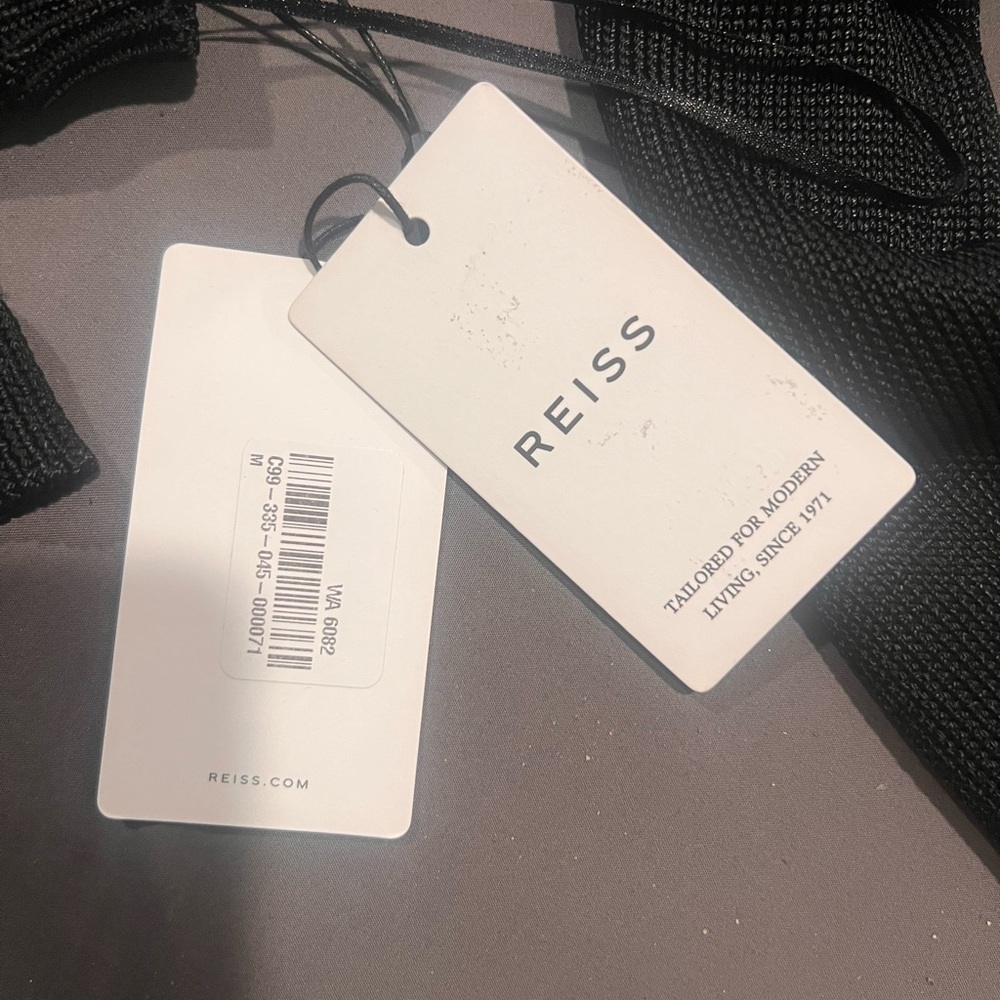 REISS Sonia Knitted Bodycon Dress Off The Shoulder Black Size Med NWT Msrp $290 - Picture 2 of 3